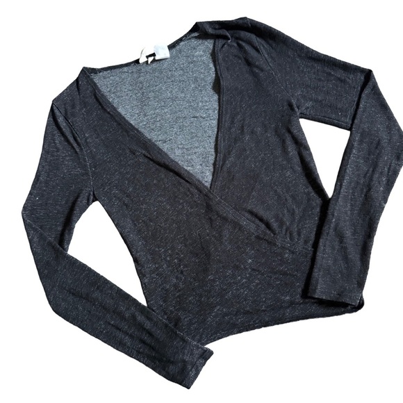 SKY AND SPARROW CHARCOAL GRAY WRAP FRONT / TIE FRONT CARDIGAN SIZE S - Picture 3 of 7